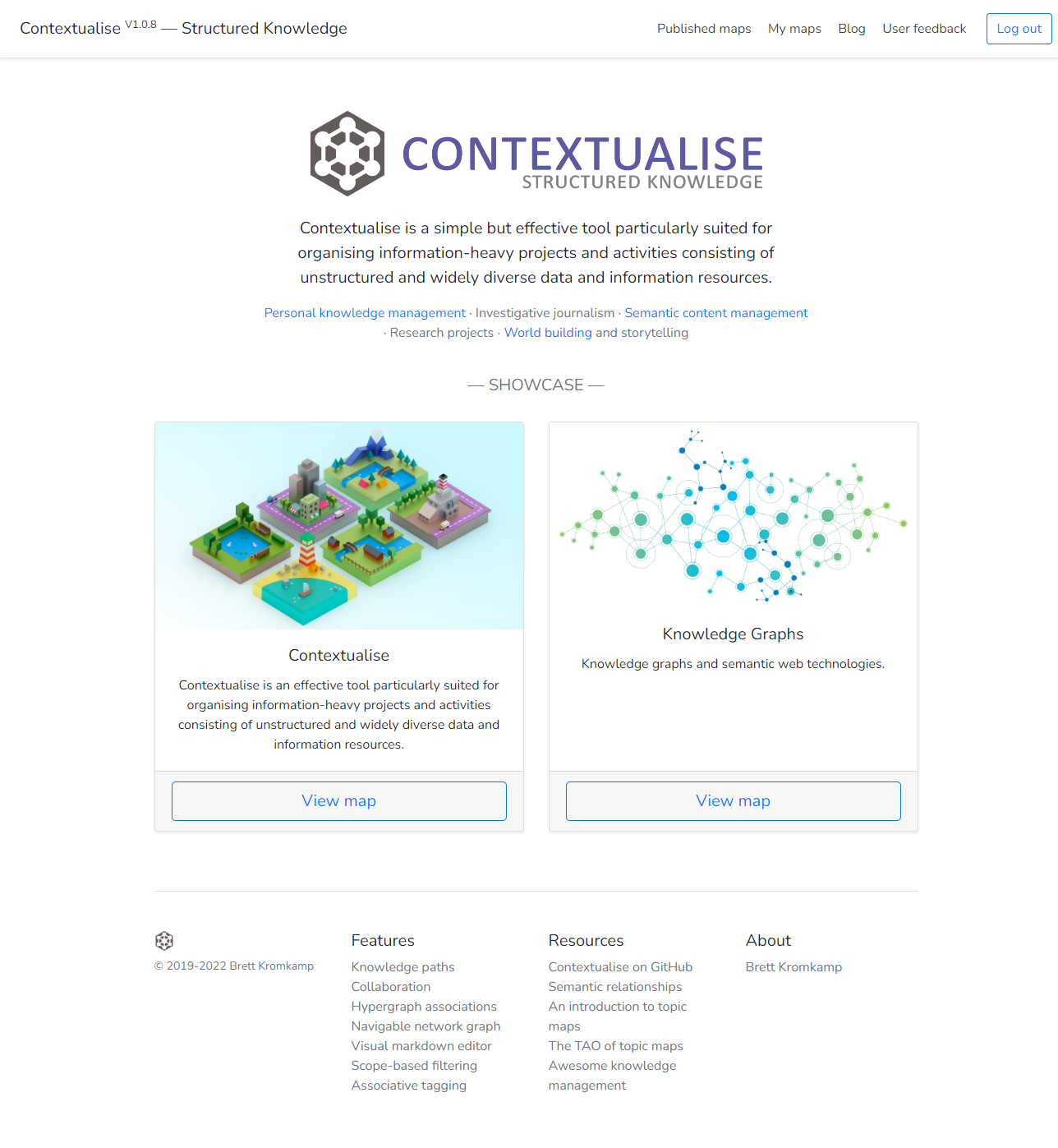 The Contextualise Welcome page